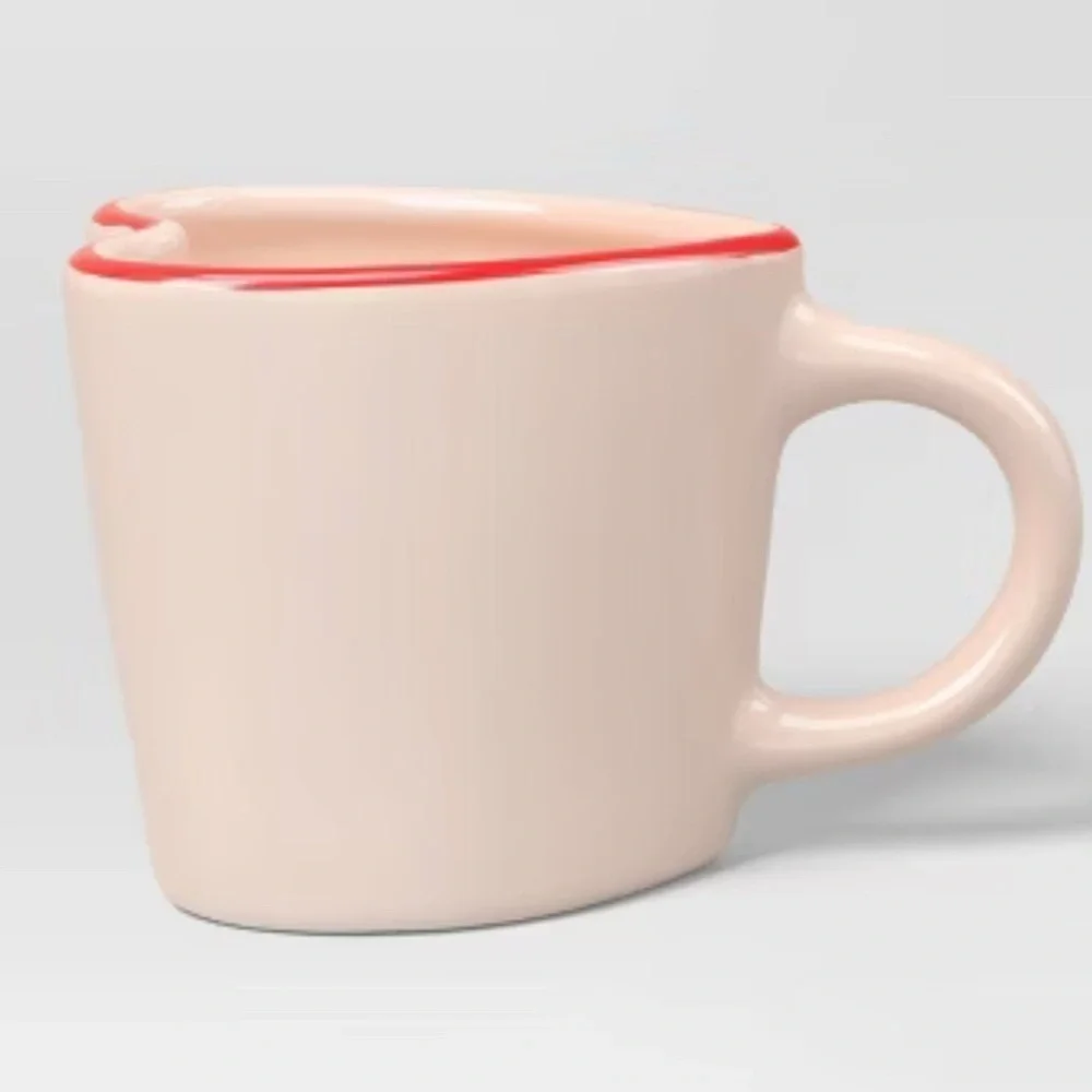 Target Threshold Heart Shaped Figural Novelty Blush Pink Red Coffee Tea Mug Cup